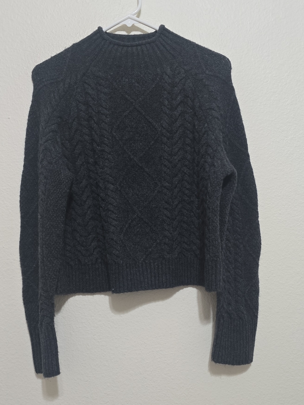 J. Crew Black Cable-Knit Crewneck Sweater Oversized XXS